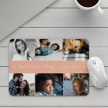 6 foto's collage moderne aangepaste tekst voor fam muismat<br><div class="desc">Vertel uw familieverhaal in zes aangepaste afbeeldingen met een prachtige keepaardfoto collage zwarte roze muispad om ze tijdens uw werktijd dicht te houden.        Eenvoudig aan te passen met uw foto's en tekst!</div>