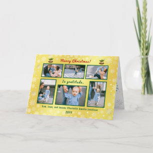 6 foto's Collage Schattige Elegant Golden geperson Feestdagen Kaart