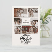 6 foto's Eerste kerst als meneer en mevrouw Feestdagenkaart (Staand voorkant)