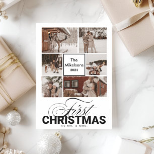 6 foto's Eerste kerst als Mr & Mrs. Feestdagenkaart