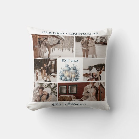 6 Foto's Eerste Kerstmis Samen Kussen (Voorkant)