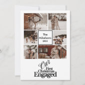 6 foto's Elegant Eerste Kerstdag verloofd Feestdagenkaart (Voorkant)