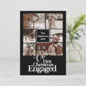 6 foto's Elegant Eerste Kerstdag verloofd Feestdagenkaart (Staand voorkant)