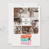 6 foto's Getrouwd en Bright Pas getrouwd Holiday Feestdagenkaart (Voorkant)