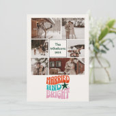 6 foto's Getrouwd en Bright Pas getrouwd Holiday Feestdagenkaart (Staand voorkant)