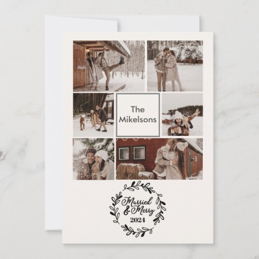 6 foto's Getrouwd en vrolijk Feestdagenkaart (Voorkant)