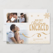 6 foto's Gold Glitter Eerste kerst verloofd Feestdagenkaart (Voorkant)