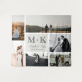 6 Foto's Huwelijk Collage Nieuwgehuwden Wandkleed (Voorkant (horizontaal))