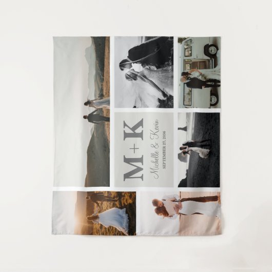 6 Foto's Huwelijk Collage Nieuwgehuwden Wandkleed (Voorkant)