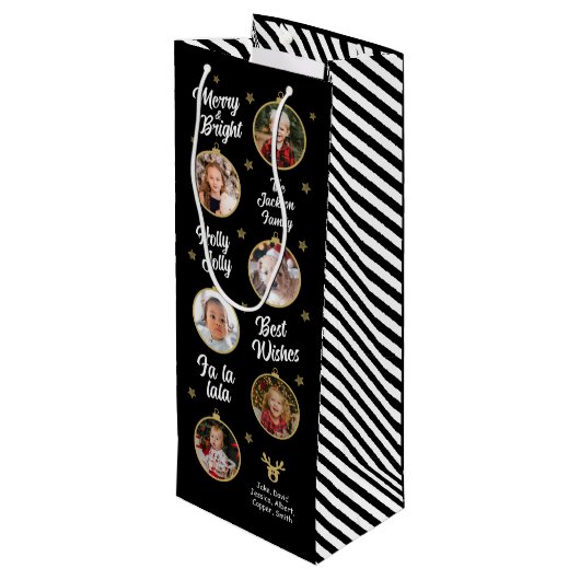 6 Foto's kerstballetjes zwart Wijn Cadeautas (Achterkant Gekanteld)