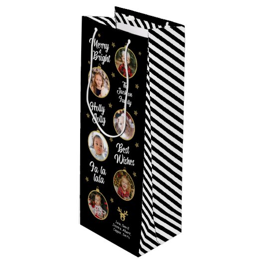 6 Foto's kerstballetjes zwart Wijn Cadeautas (Voorkant Gekanteld)