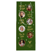 6 Foto's kerstcadeautjes groene familie Wijn Cadeautas (Achterkant)