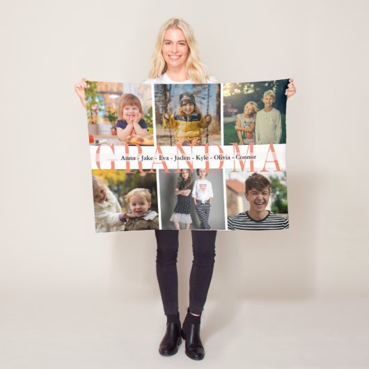 6 foto's kleinkinderen aangepaste naam cadeau voor fleece deken (In situ)