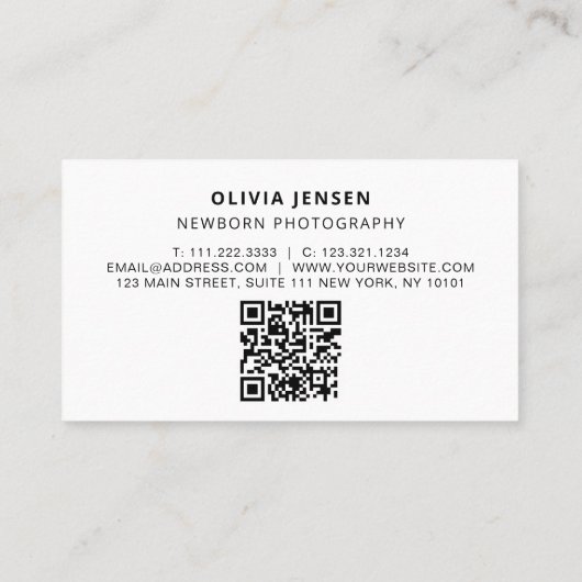 6 Foto's Logo QR Code Pasgeboren Baby Fotograaf Visitekaartje (Achterkant)