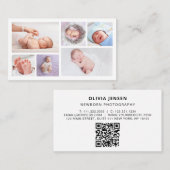 6 Foto's Logo QR Code Pasgeboren Baby Fotograaf Visitekaartje (Voorkant / Achterkant)