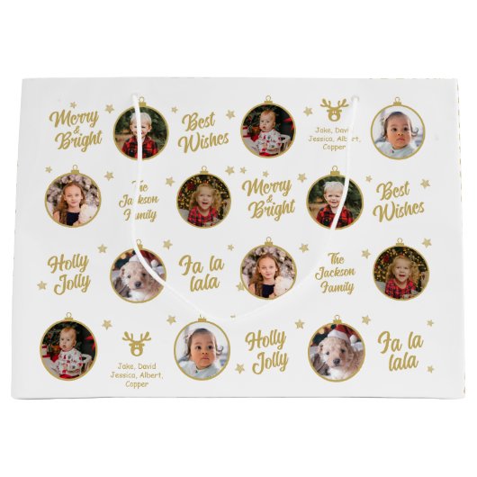 6 Foto's met kerstversieringen Modern Groot Cadeauzakje (Voorkant)