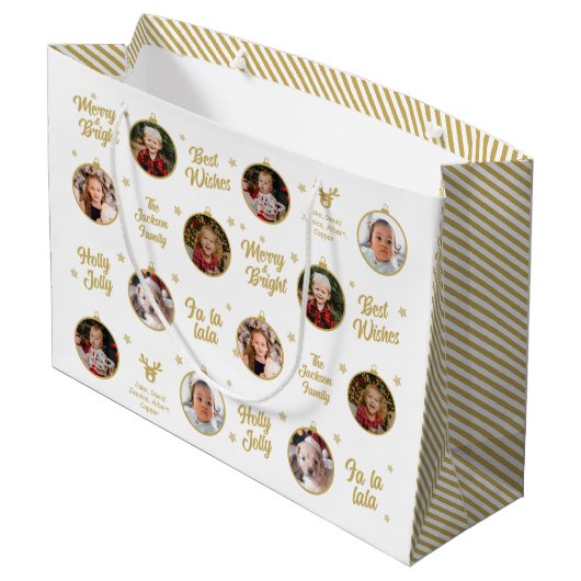 6 Foto's met kerstversieringen Modern Groot Cadeauzakje (Achterkant Gekanteld)