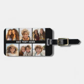 6 foto's met witte tekst op zwart bagagelabel (Voorkant horizontaal)