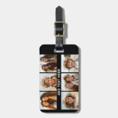 6 foto's met witte tekst op zwart bagagelabel (Voorkant verticaal)