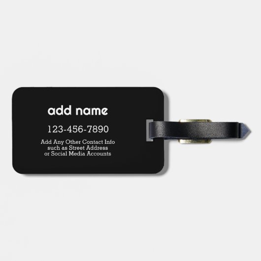 6 foto's met witte tekst op zwart bagagelabel (Achterkant horizontaal)