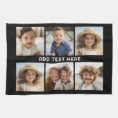 6 foto's met witte tekst op zwart theedoek (Horizontaal)