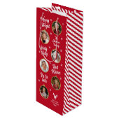 6 Foto's Rood- en Witte kerstversieringen Familie Wijn Cadeautas (Voorkant Gekanteld)