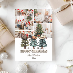 6 foto's Western Howdy Kerstmis Feestdagenkaart