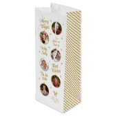 6 Foto's Witte Ornamenten Kerstmis Wijn Cadeautas (Achterkant Gekanteld)