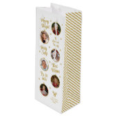 6 Foto's Witte Ornamenten Kerstmis Wijn Cadeautas (Voorkant Gekanteld)