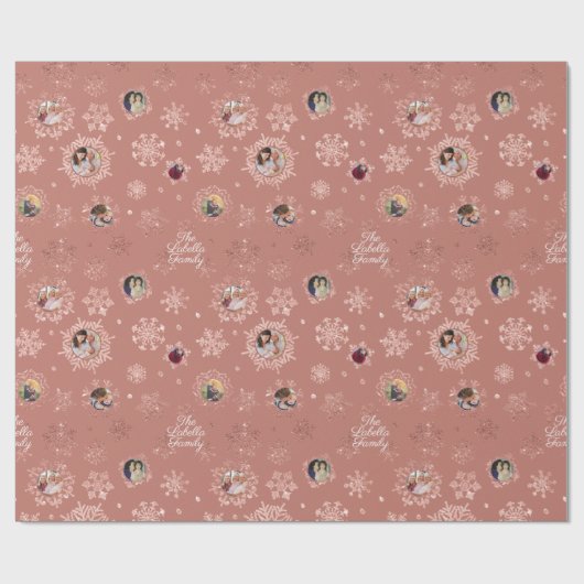 6 Fotosjabloon Roos Gold Glitter Snowflakes Gift Cadeaupapier (Vlak)