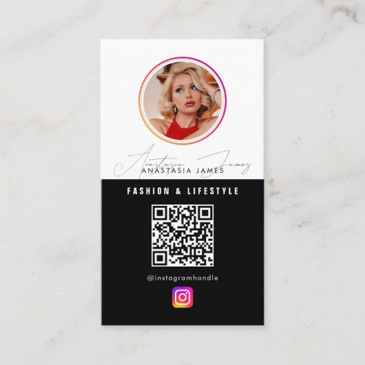 6 Fotovoederraster Sociale media QR-code Visitekaartje (Voorkant)