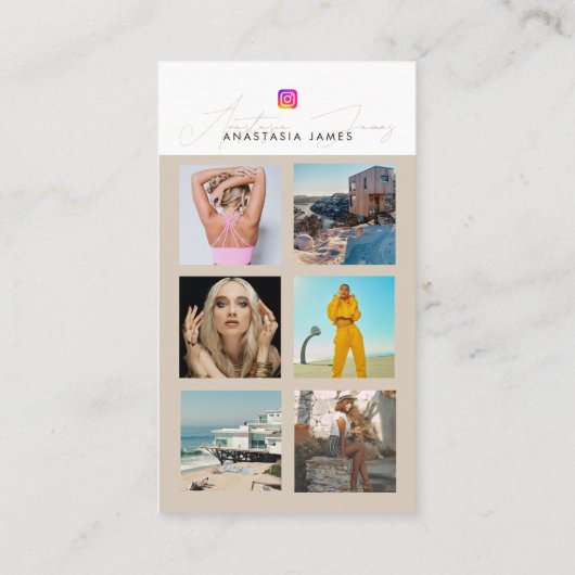 6 Fotovoederraster Sociale media QR-code Visitekaartje (Achterkant)