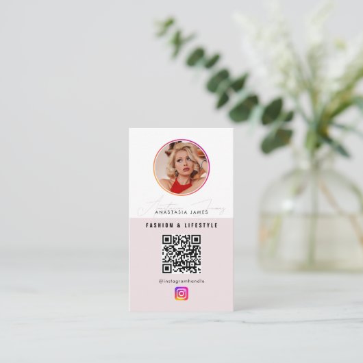 6 Fotovoederraster Sociale media QR-code Visitekaartje (Staand voorkant)