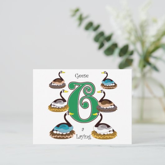 6 ganzen a Laying Briefkaart (Staand voorkant)