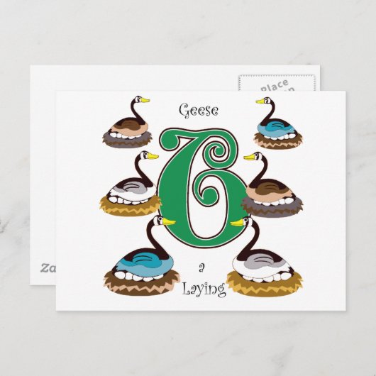 6 ganzen a Laying Briefkaart (Voorkant / Achterkant)