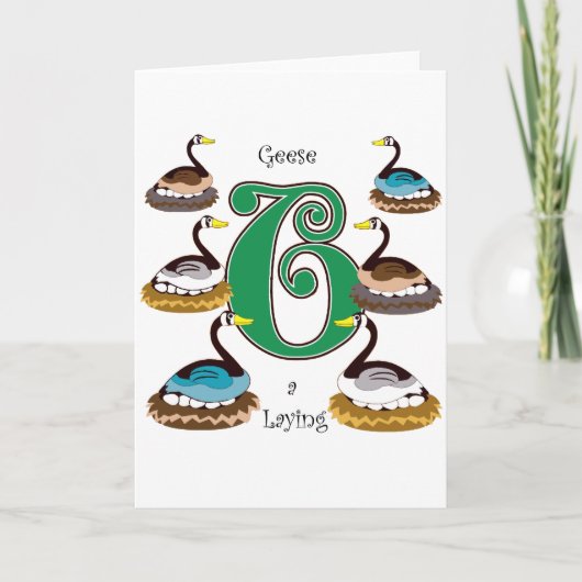 6 Ganzen a leggen Feestdagen Kaart (Voorkant)