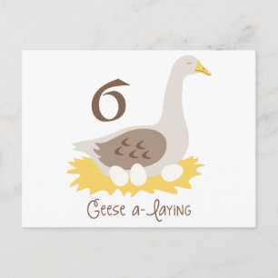 6 Geese A-Laying Briefkaart