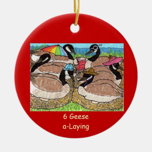 6 Geese a-Laying Keramisch Ornament (Voorkant)