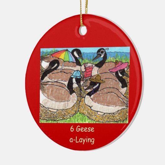 6 Geese a-Laying Keramisch Ornament (Links)