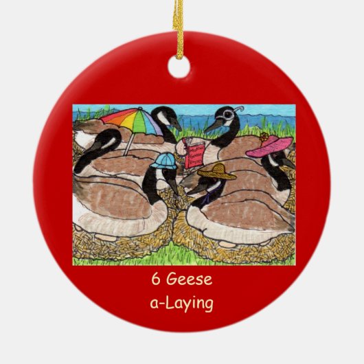 6 Geese a-Laying Keramisch Ornament (Achterkant)