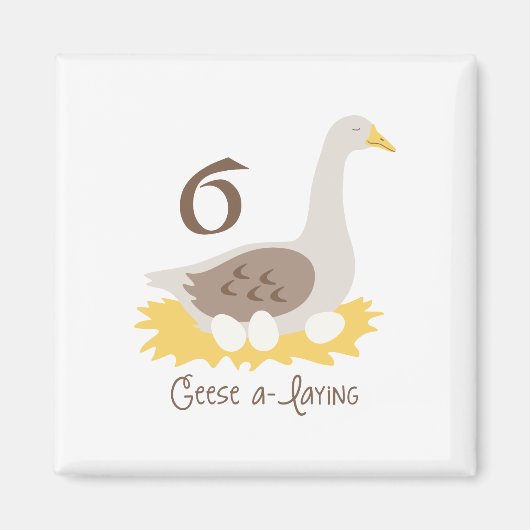 6 Geese A-Laying Magneet (Voorkant)