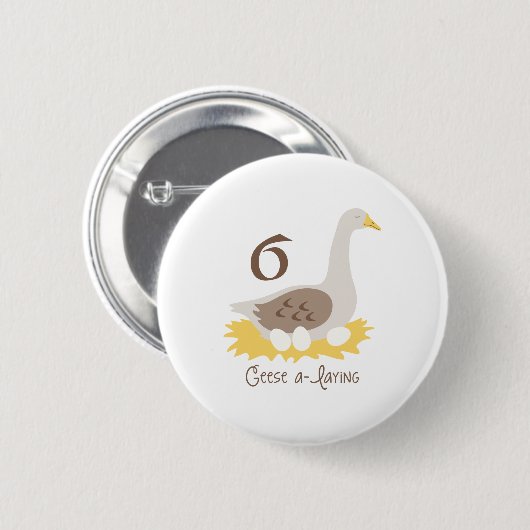 6 Geese A-Laying Ronde Button 5,7 Cm (Voorkant /achterkant)