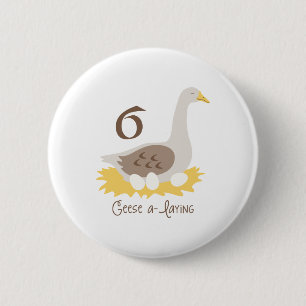 6 Geese A-Laying Ronde Button 5,7 Cm