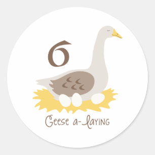 6 Geese A-Laying Ronde Sticker