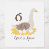 6 Geese A-Laying Wijn Etiket (Enkel label)