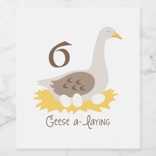 6 Geese A-Laying Wijn Etiket (Enkel label)