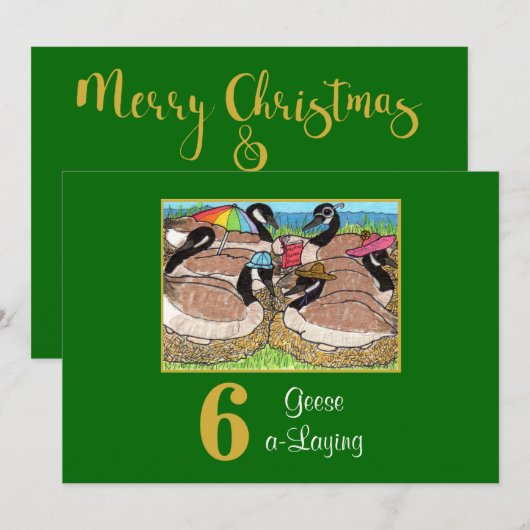 6 Geesen als legluis Eigen Kerstmis Feestdagenkaart (Voorkant / Achterkant)