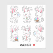 6 geïllustreerde White Easter Bunny scrapbook Stic Sticker (Vel)