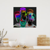 6 gekleurde cocktailbril - Stijl 17 Poster (Keuken)