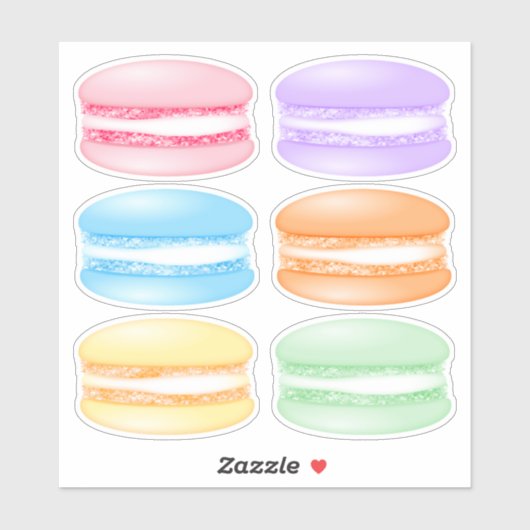 6 gevarieerde kleur macarons sticker (Vel)
